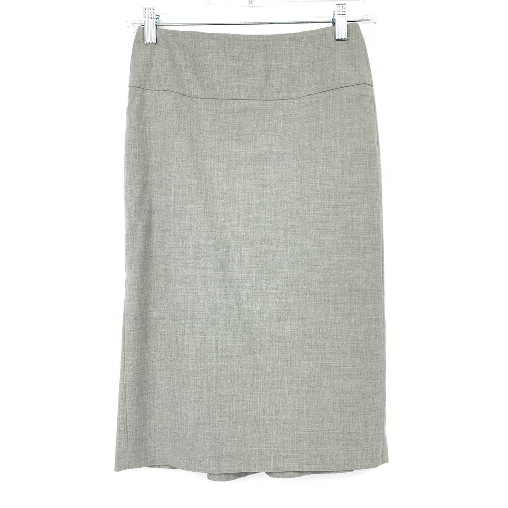 Reiss Skirt Women's Sz 0 Pencil Light Grey Back Zipper Knee Length Flounce Back